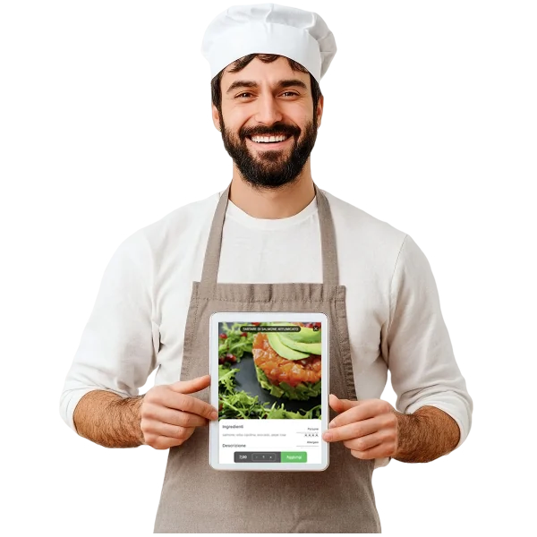 Chef with menu tablet